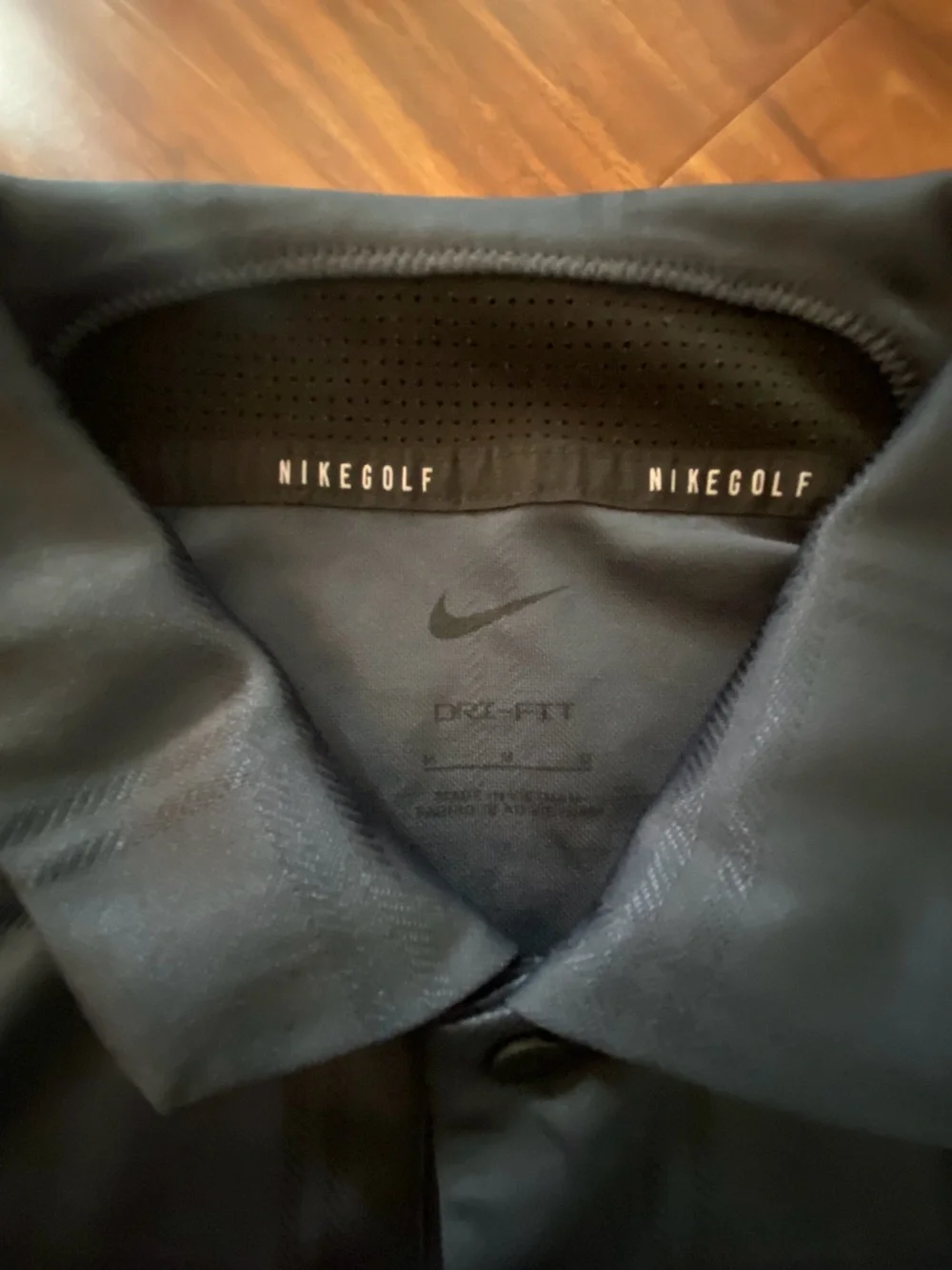 Nike Golf Men's Navy Gray Plaid Dri-FIT Polo Shirt Size Medium Casual Athleisure